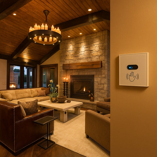 Touchless Smart Light Switch Installed in Cozy Modern Living Room